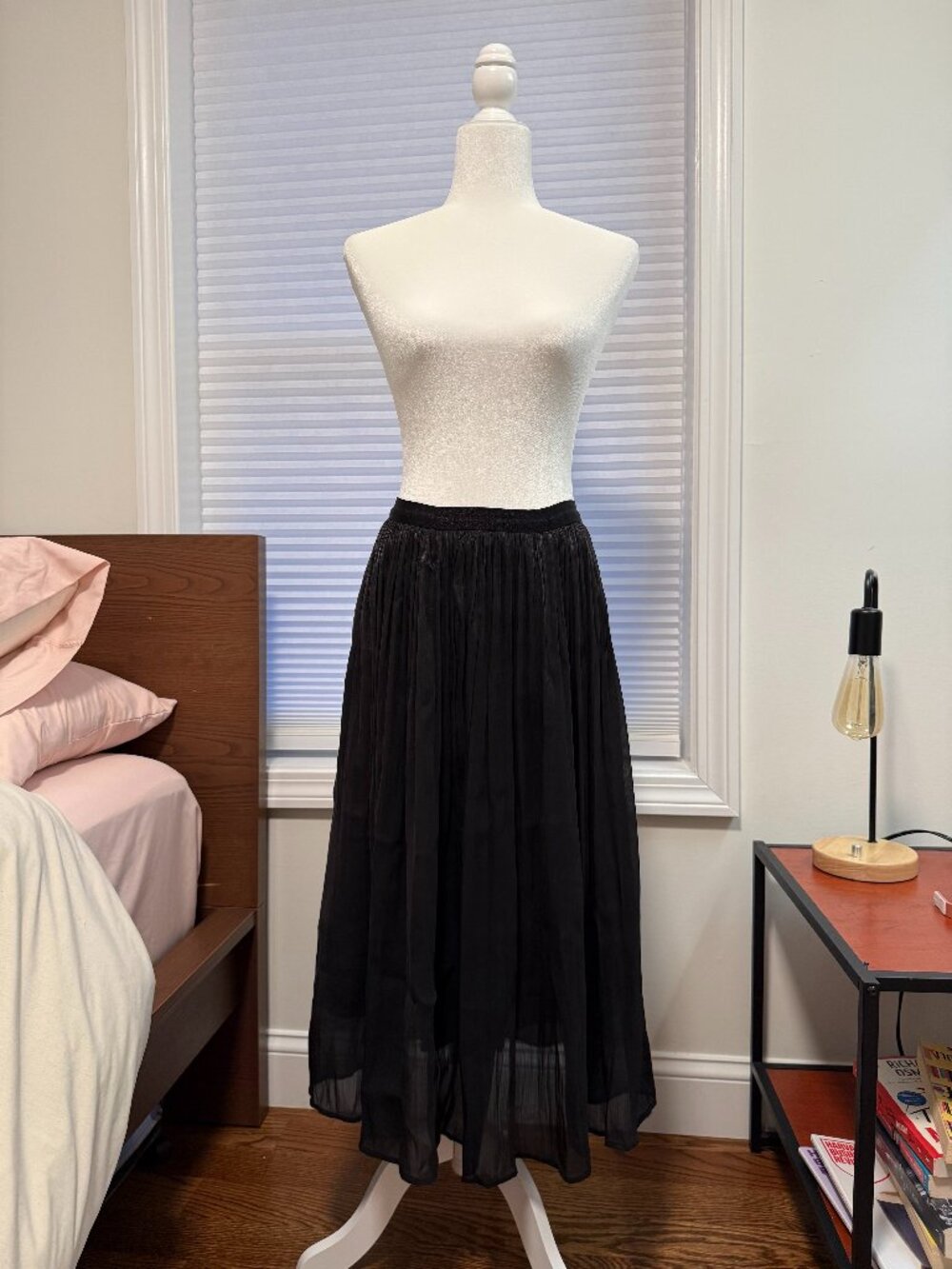 Korean Pleated A-Line Skirt in Black